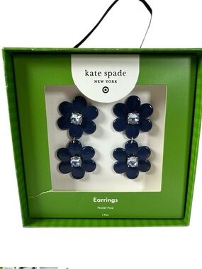 Kate Spade New York X Target Blue Flower Linear Dangle Stud Earrings   Boxed